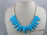 tqn012 bule capsicum shape bule turquoise beads necklace