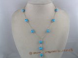 tqn017  Y Style silver plated Rolo Necklace with 8mm Turquoise beads