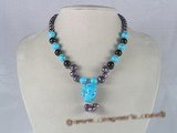 tqn029 balck cultured pearl and turquoise beads necklace wholesale