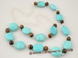 tqn042 Oval Turquoise and Tiger Eye Sterling Silver Necklace on sale