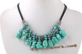 tqn056 Irregular Green Turquoise Beads Princess Necklace