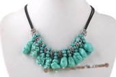 tqn056 Irregular Green Turquoise Beads Princess Necklace