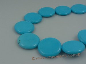 tqs002 35mm bule coin shape turquoise strand wholesale, 16"
