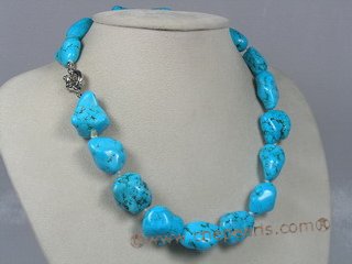 tqset004 blue irregular shape turquoise necklace and bracelet set