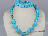 tqset004 blue irregular shape turquoise necklace and bracelet set