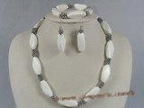 tqset013 irregular turquoise and silver beads neckalce jewelry set