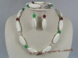 tqset014 white irregular turquoise and multi-color jade neckalce jewelry set