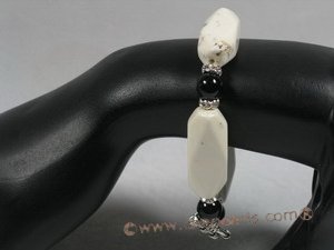 tqset015 white irregular turquoise and black agate neckalce earrings set