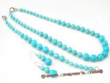 tqset020 Gradual change round turquoise necklace and bracelet jewelry set on sale