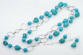 Tqset024 Handcrafted Necklace &earring set  with round turquoise and baroque turquoise