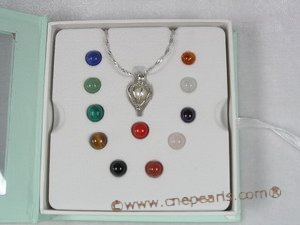 WG001 five sets wish gems gift sets with sterling silver chain&heart