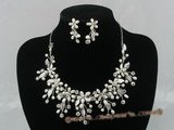 wn001 charming bridal & wedding pearl necklace earrings set