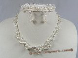 wn003 White seed pearl and crystal twisted bridal jewelry set