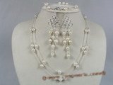 wn005  Stylish Tin-cup style Baroque akoya pearls bridale necklace set