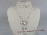wn008 Stylish Baroque akoya pearl with Austria crystal wedding necklace set