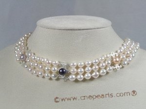 wn009 Baroque salt water pearl with bread pearl choker wedding necklace earrings