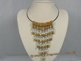 wn014 waterfall-like pearl & crystale bridal choker neckalce wholesale