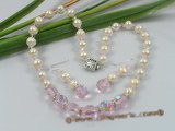 wn018 Handcrafted chinese crystal with pearls Wedding Necklace earrings Set