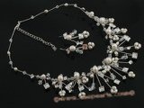 wn037 Fashion pearl and crystal bridal & wedding necklace jewelry set
