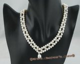 wn038 Handcrafted V style potato pearl Wedding Necklace in wholesale