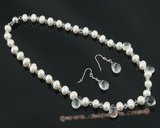 wn040 Wholesale Hand knotten faceted crystal and pearl bridal necklace