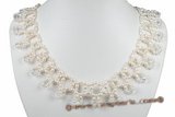 Wn063 Hand knotted freshwater rice pearl  necklace for bridesmaid