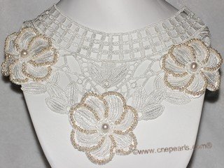 wn079  Handmade Lace Wedding  Necklace with Freshwater Pearl
