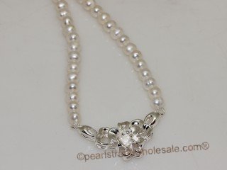 wn082 Freshwater Pearl Bridal Necklace Sterling Silver Wedding Jewelry