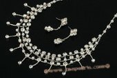 Wnset005 Hand-crafted Rhinestone and pearl bride necklace Set