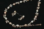 Wnset015 Modern Hand Wired Pearl & Crystal Jewelry Set