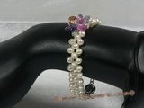 zbr012 Handmade 7.5inch 4-5mm potato pearl& Zircon beads Bracelet