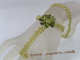zbr032 Green faceted crystal & layer flower zircon bracelet/necklace