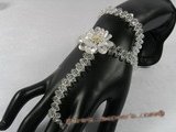 zbr033 White faceted crystal & layer flower zircon bracelet/necklace