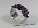 zbr035 Cluster flower zircon &pearl steel bangle 

bracelet in wholesale