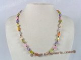 ZN001 Handmade crystal beads& multi-color zircon beads necklace