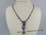 ZN024 Wholesale Hand-wired 6 petals flowers-design purple zircon bead necklace