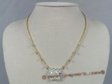 ZN030 handcraft layer flower white zircon& glass beads necklace