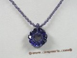 ZN041 Purple Faceted chinese crystals necklace with zircon flower pendant