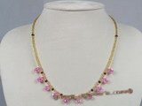 ZN042 Tear-drop pink zircon beads neckalce in wholesale