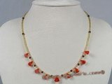 ZN044 wholesale Tear-drop win-red zircon beads neckalce jewelry