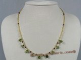 ZN045 wholesale Tear-drop green zircon beads neckalce