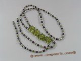 ZN061 Purple&olive green potato pearl layer flower zircon necklace on sale