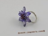 ZR001 25mm purple flower-design zircon adjustable 18KGP rings