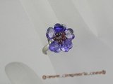 ZR015 Adjustable 15mm Flower cluster design CZ zircon 18KGP rings