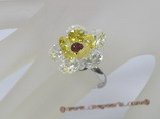 ZR018 18KGP Adjustable Flower cluster CZ zircon rings
