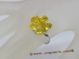 ZR020 Adjustable flower yellow zircon 18KGP ring in wholesale