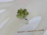 ZR021 Adjustable flower green zircon 18KGP ring in wholesale